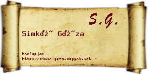Simkó Géza névjegykártya